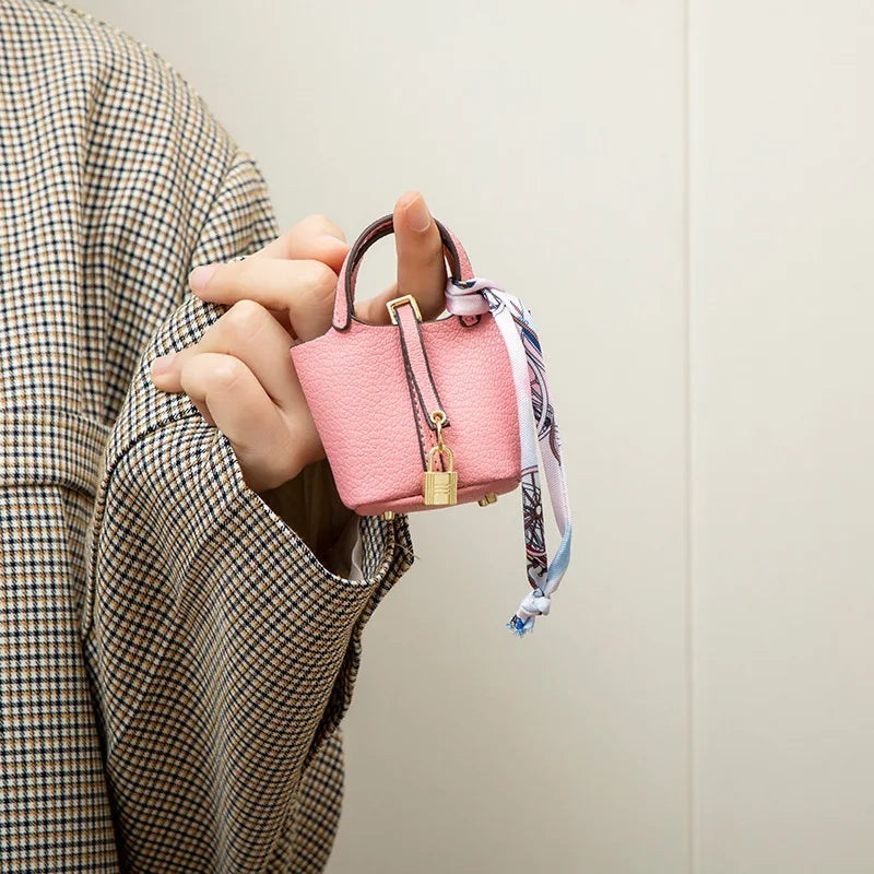 Mini Leather Hand Bag Charm
