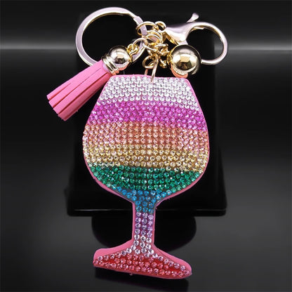 Rainbow Cup Keychain with Tassel – Gold
