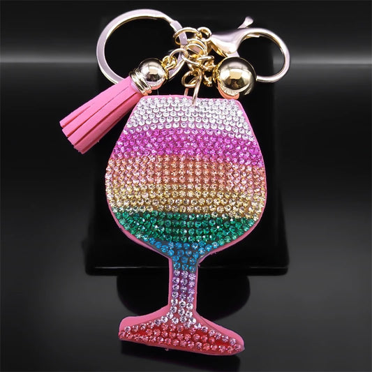 Rainbow Cup Keychain with Tassel – Gold