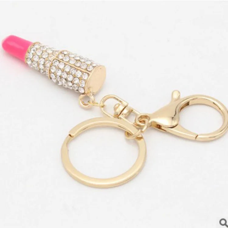 Lipstick Rhinestone Crystal Keychain