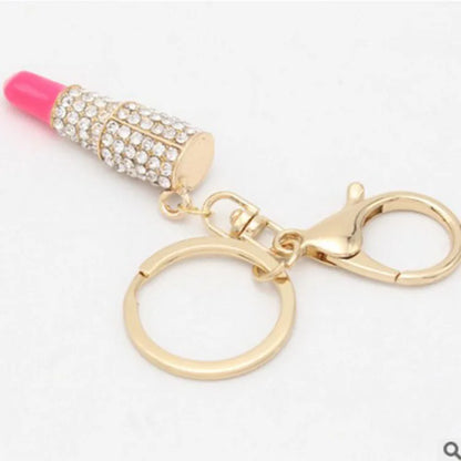 Lipstick Rhinestone Crystal Keychain