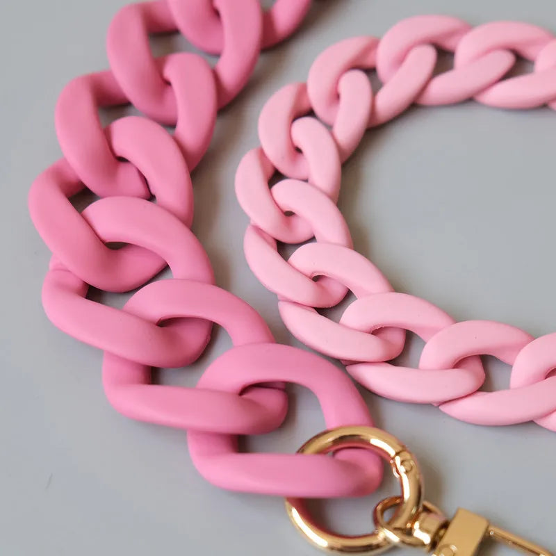 Candy Pink Resin Chain Frosted Purse Chain