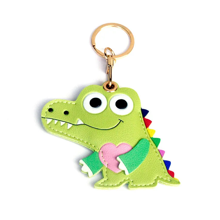 Crocodile Leather Keychain Charm — Cute Animal Bag & Backpack Pendant