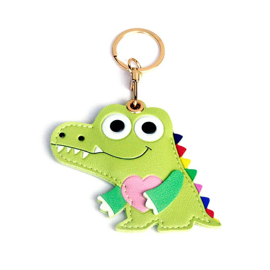 Crocodile Leather Keychain Charm — Cute Animal Bag & Backpack Pendant