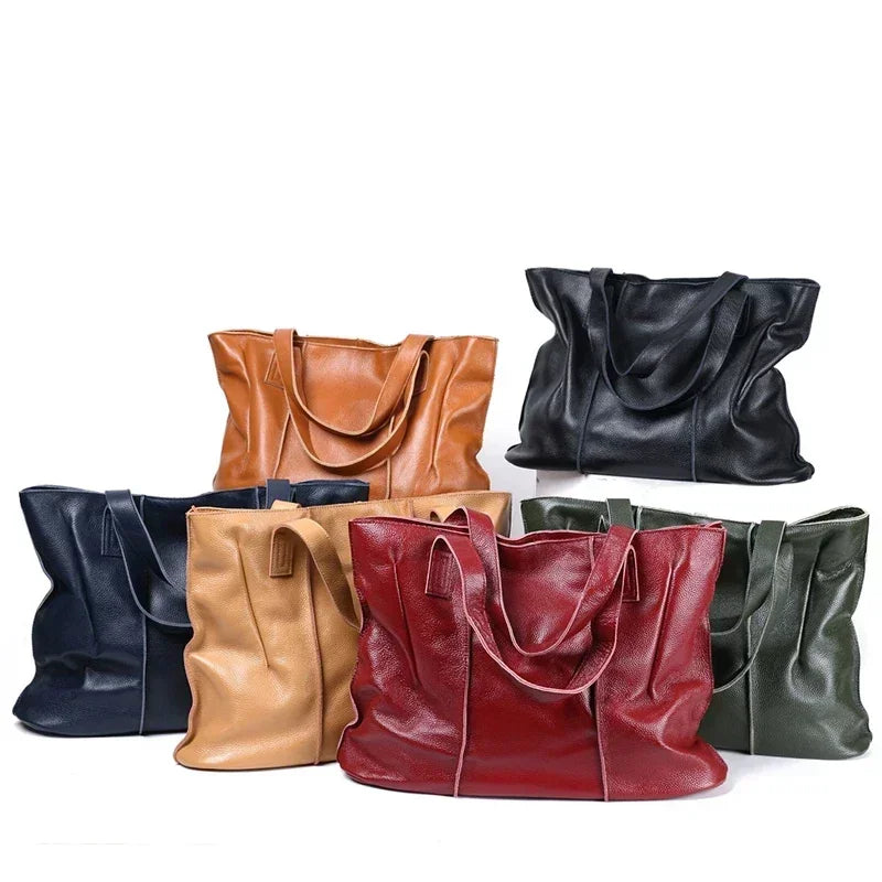 Ruched Leather Tote Bag