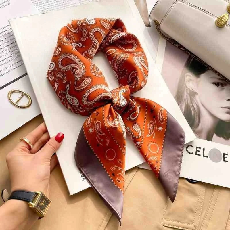Leopard Print Satin Square Scarf