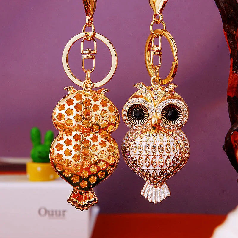 Crystal Owl Charm Keychain