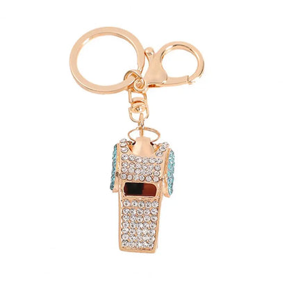 3D Rhinestone Whistle Keychain