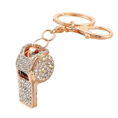 3D Rhinestone Whistle Keychain