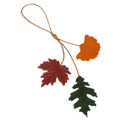 Leather Leaf Bag Charm Keychain