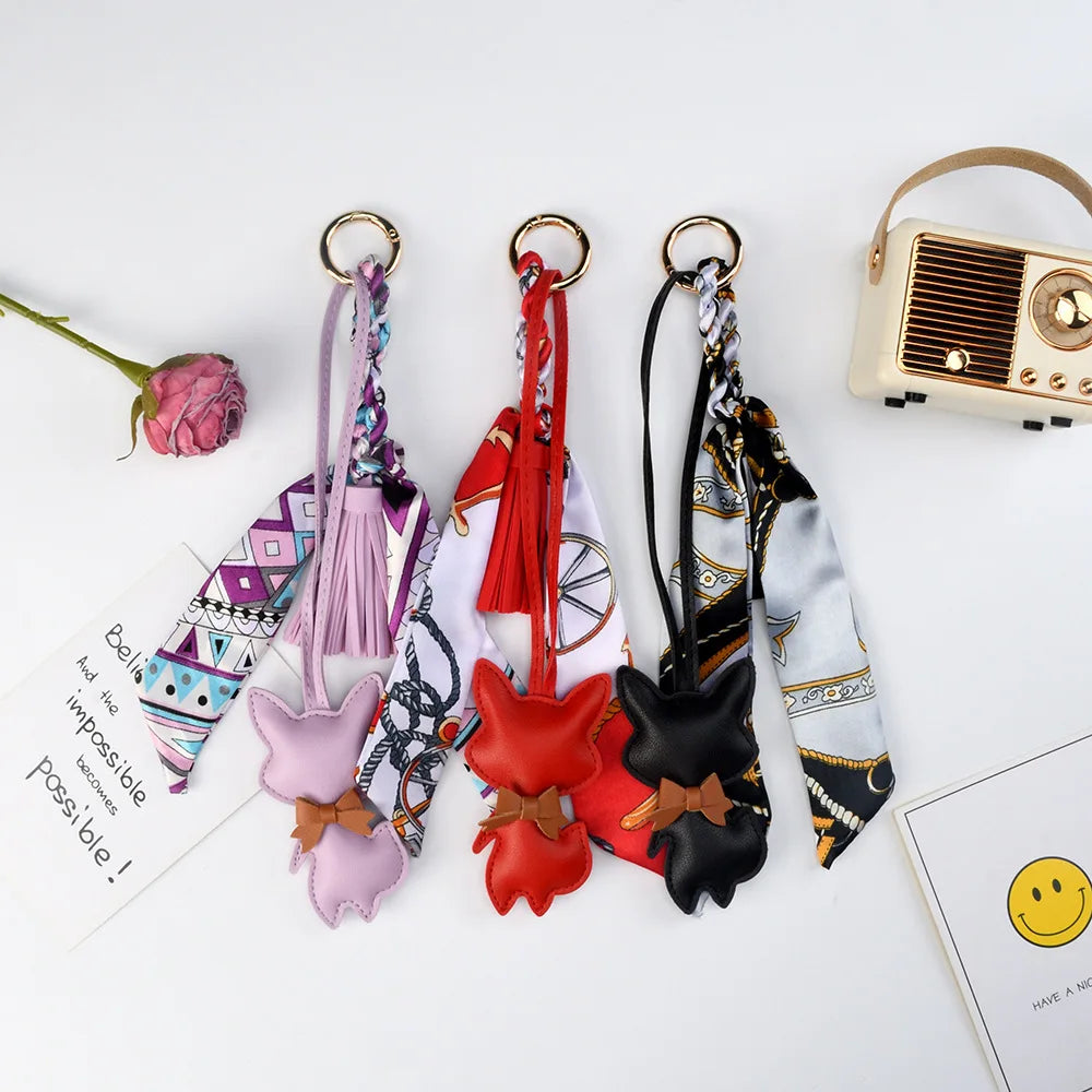 Leather Tassel Fox Bag Charm