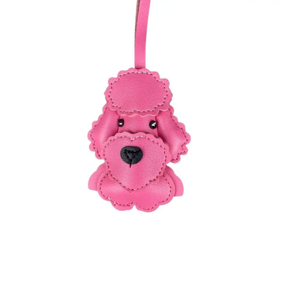 Teddy Bear Bag Charm — 3D Wavy Leather with Macaron Keychain