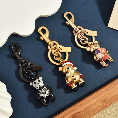 3D Metal Teddy Bear Bag Charm Keychain
