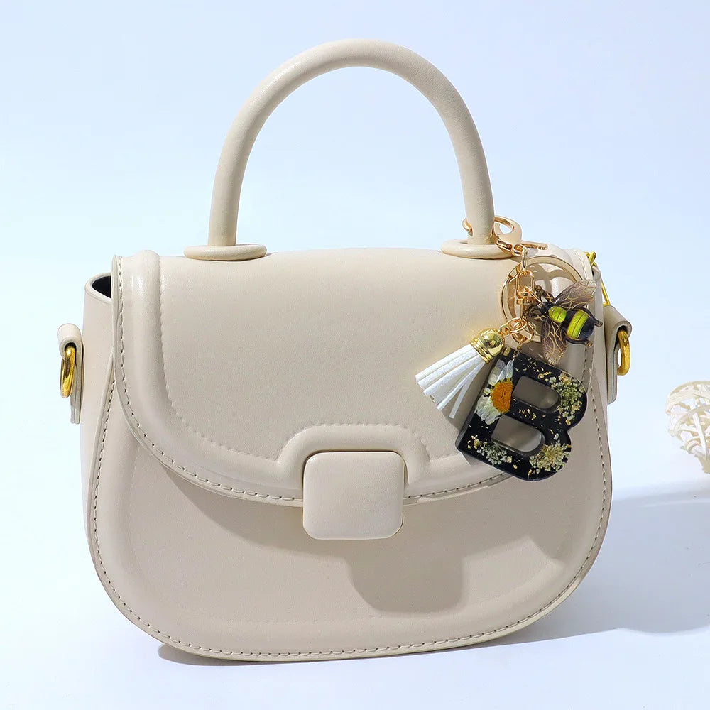 Bee Flower Initial Letter Keychain