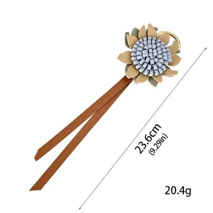 Woven Leather Sunflower Bag Charm