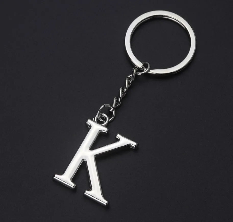 Silver Initial Letter Keychain