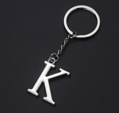 Silver Initial Letter Keychain