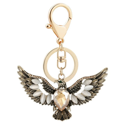 Eagle Spreading Wings Keychain — Cat Eye Stone Retro Bag Charm