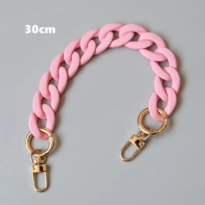 Candy Pink Resin Chain Frosted Purse Chain