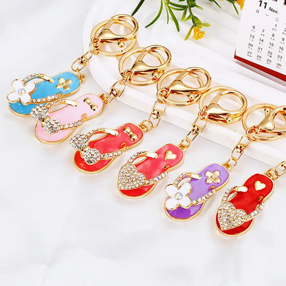 Crystal Slipper Keychain — Rhinestone Enamel Bag Charm