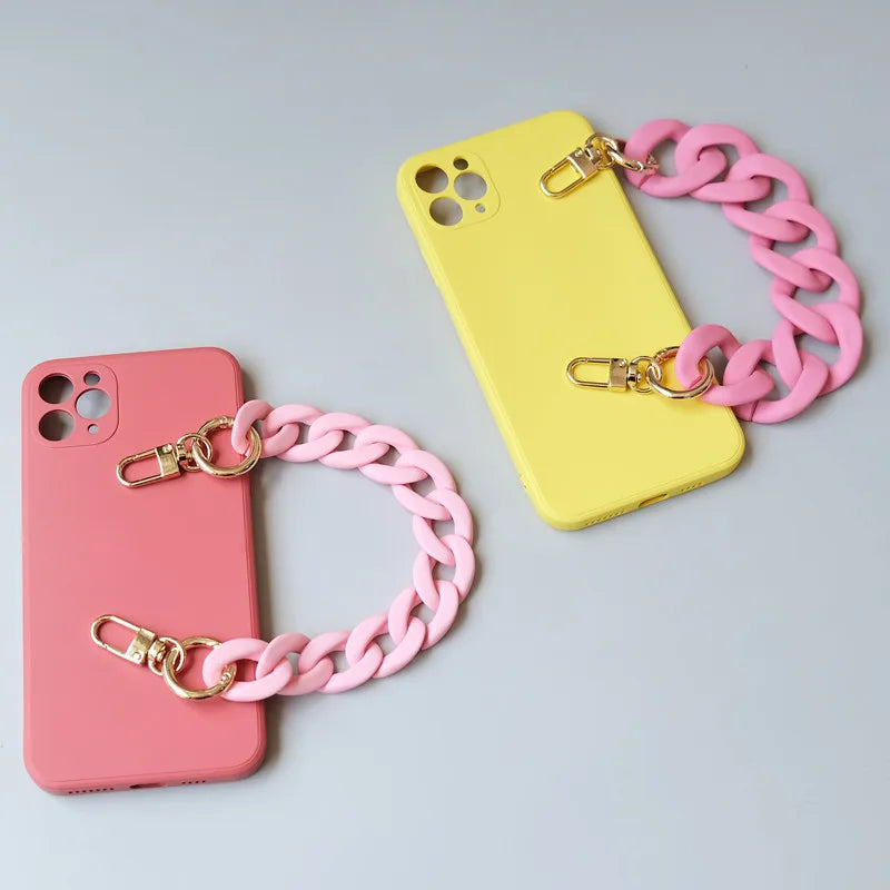 Candy Pink Resin Chain Frosted Purse Chain