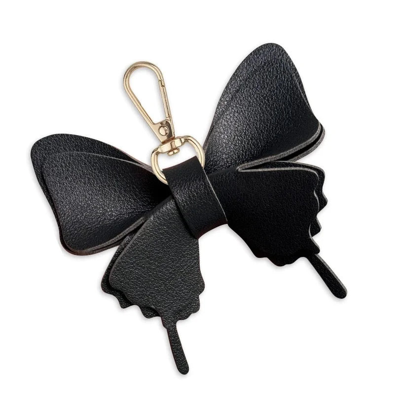 Layered Leather Butterfly Keychain
