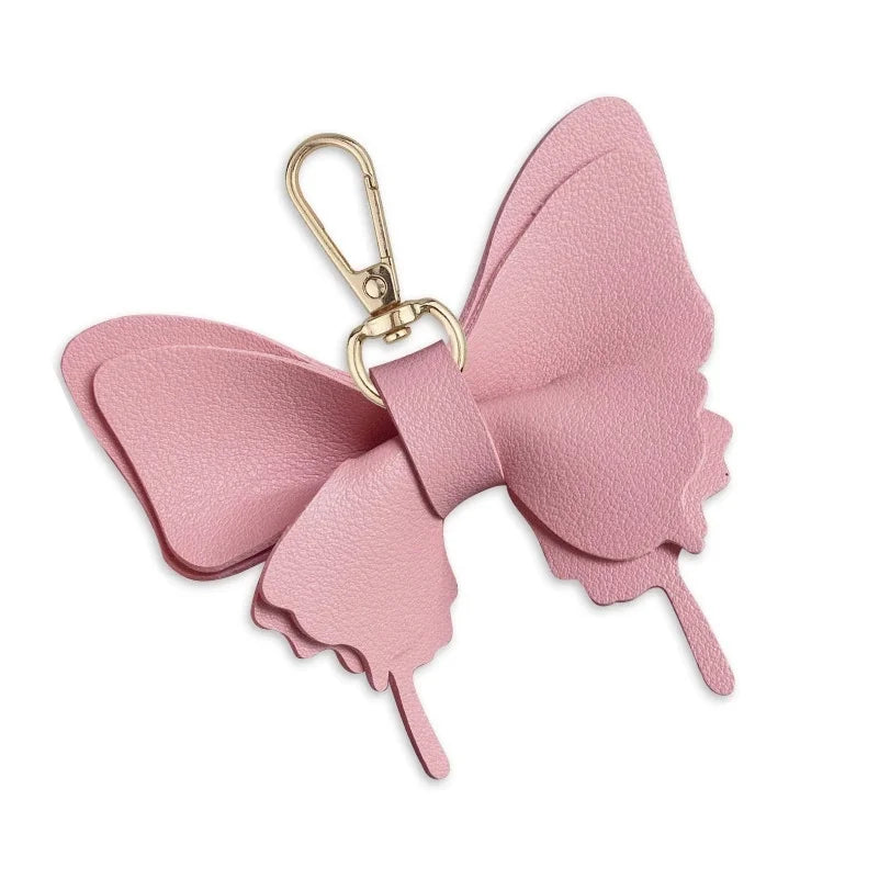Layered Leather Butterfly Keychain