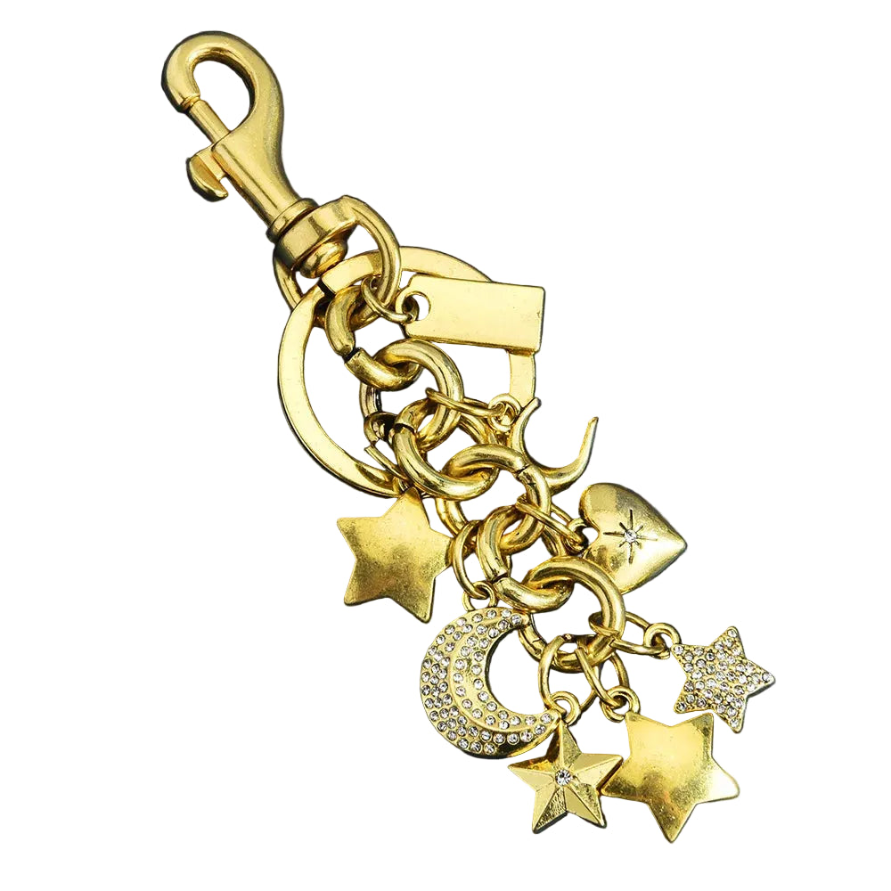 Designer Bag Star & Moon Rhinestone Keychain Charm