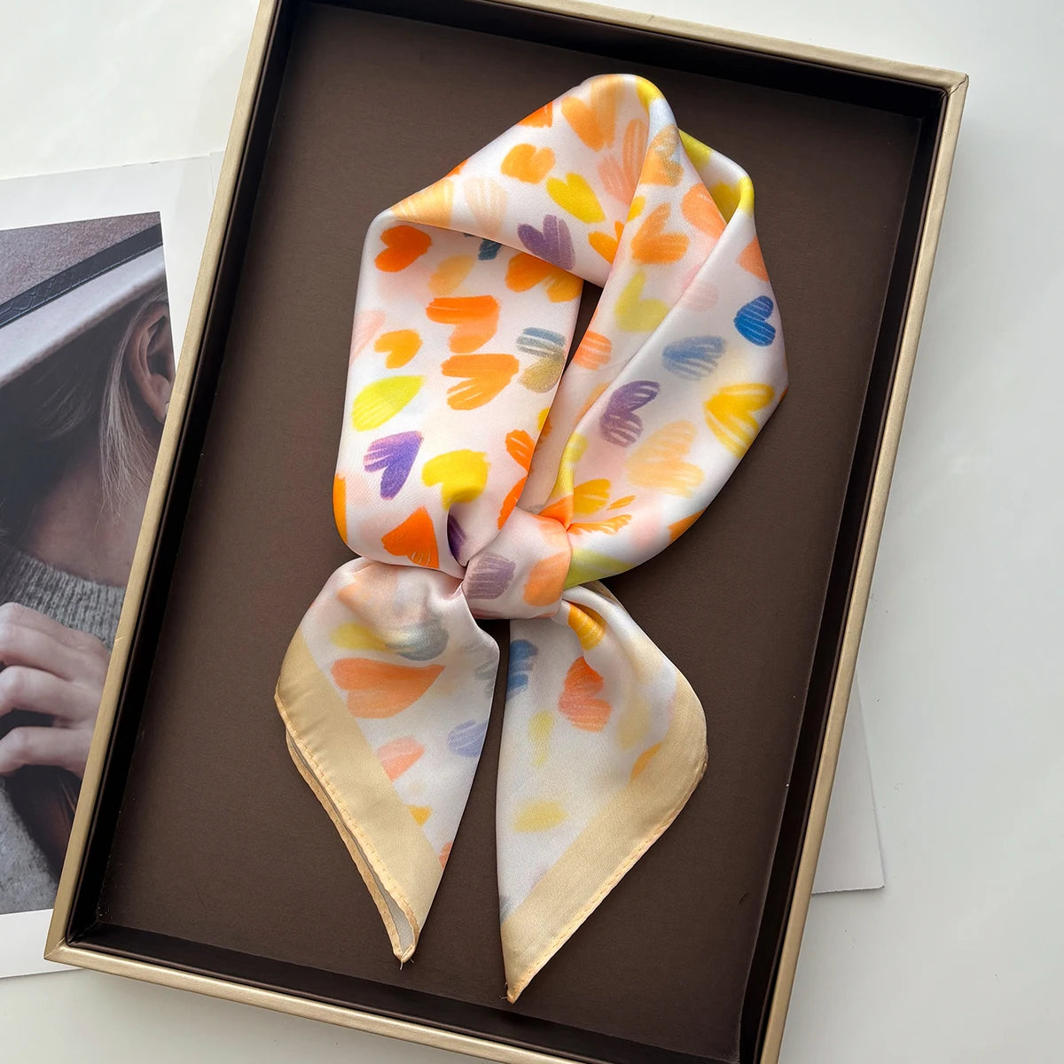 Silk-Touch Square Scarf — Women's Elegant Hijab & Neckerchief
