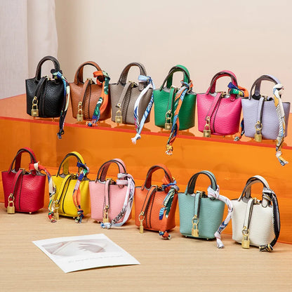 Mini Leather Hand Bag Charm