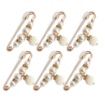 6-Piece Pearl Brooch & Waist Cinching Pin Set