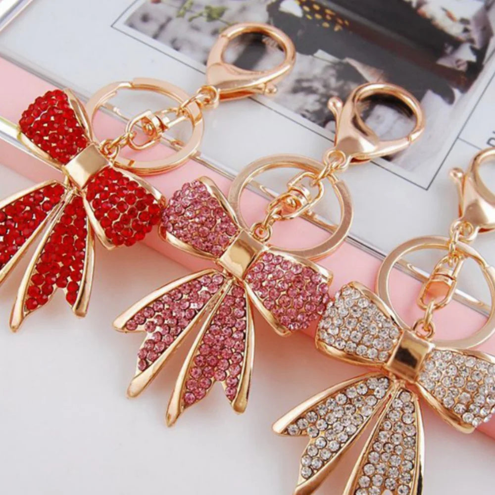 Sparkling Bow Charm Keychain