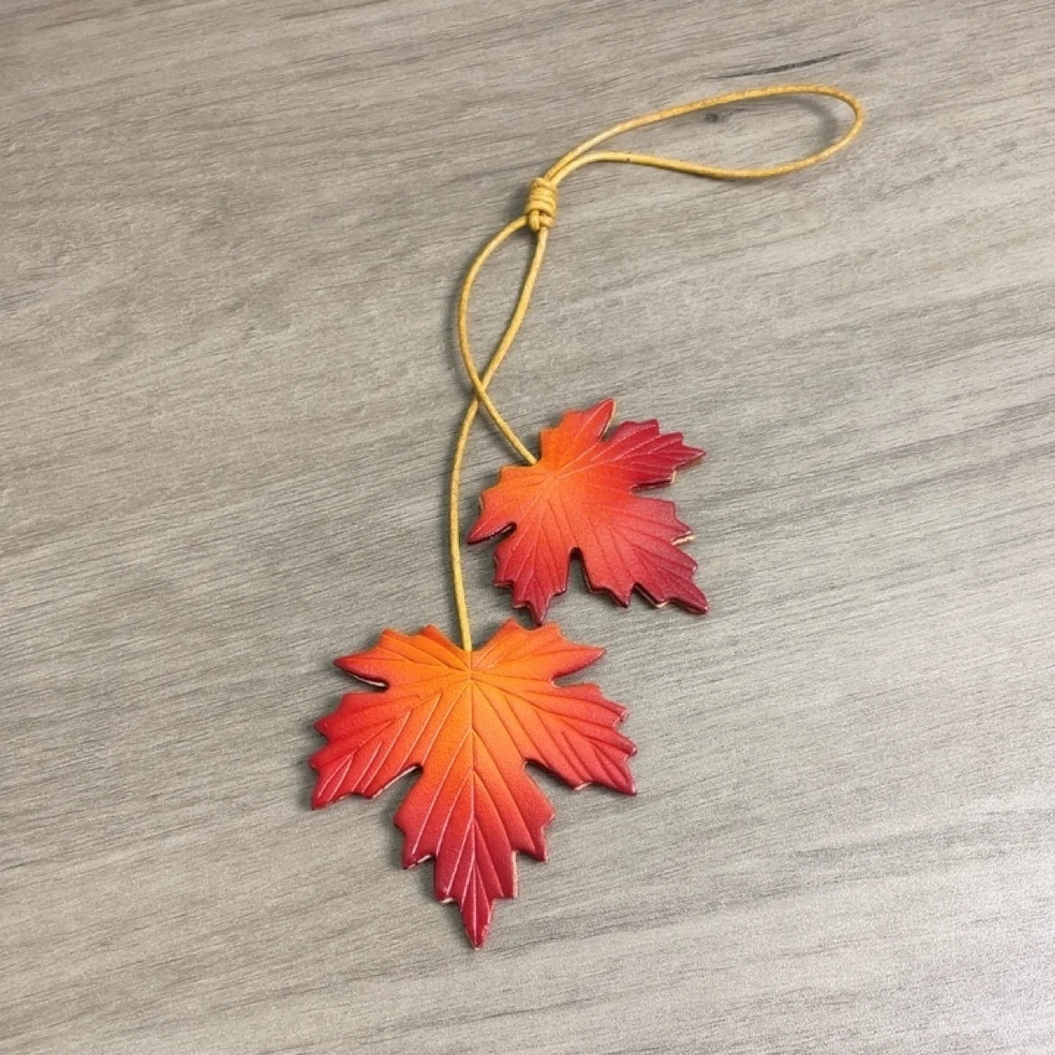 Genuine Leather Maple Leaf Bag Charm