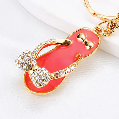 Crystal Slipper Keychain — Rhinestone Enamel Bag Charm