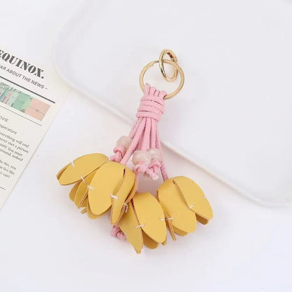 Leather Flower Hanger Keychain