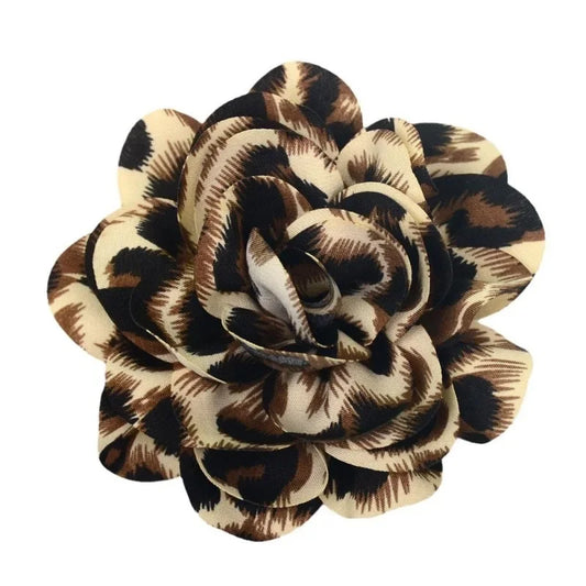 Leopard Print Fabric Flower Brooch