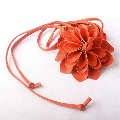 Floral Leather Waist Belt