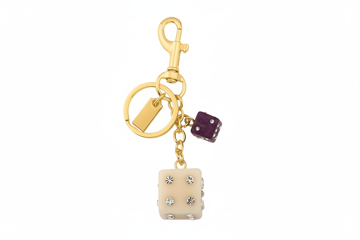 Y2K Lucky Dice Crystal Keychain