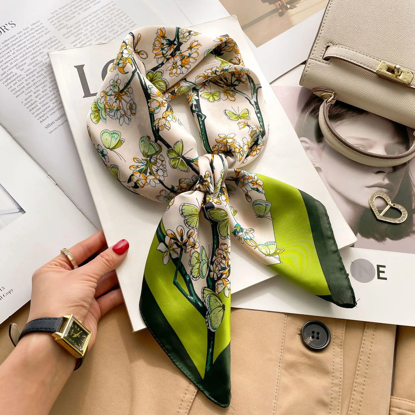 Floral Silk Square Scarf