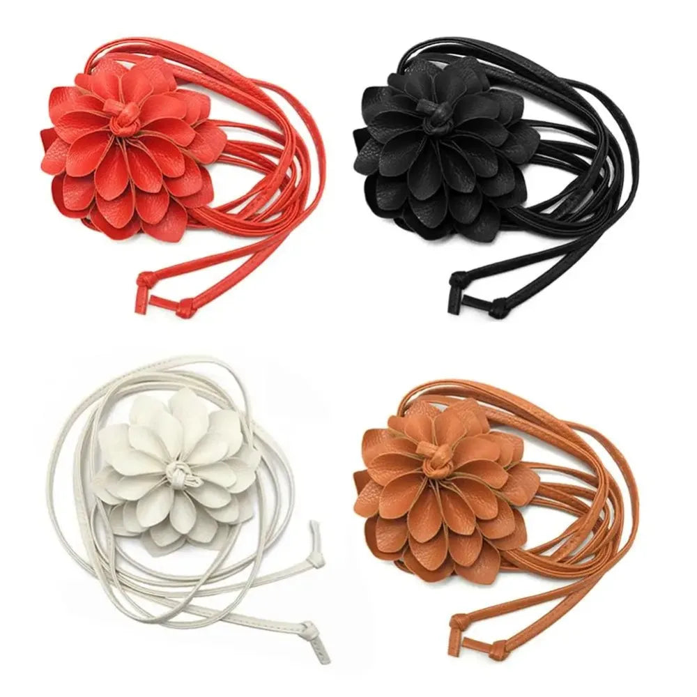 Floral Leather Waist Belt