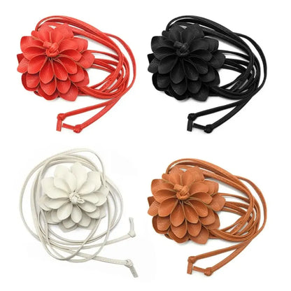 Floral Leather Waist Belt