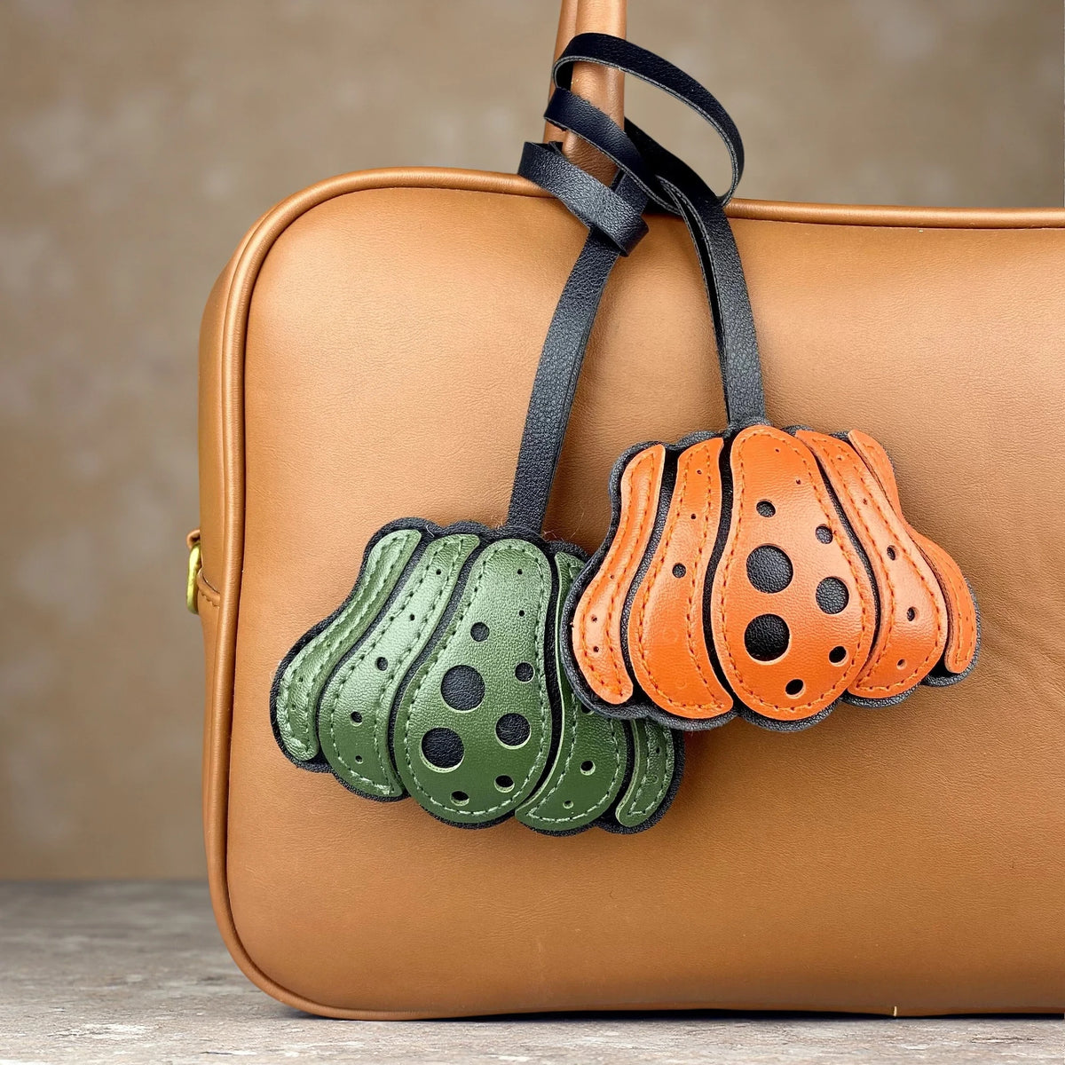 Leather Pumpkin & Chestnut Bag Charm