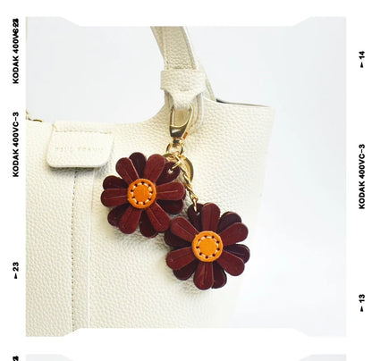 Daisy Leather Bag Charm Keychain