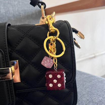 Y2K Lucky Dice Crystal Keychain
