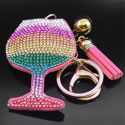 Rainbow Cup Keychain with Tassel – Gold