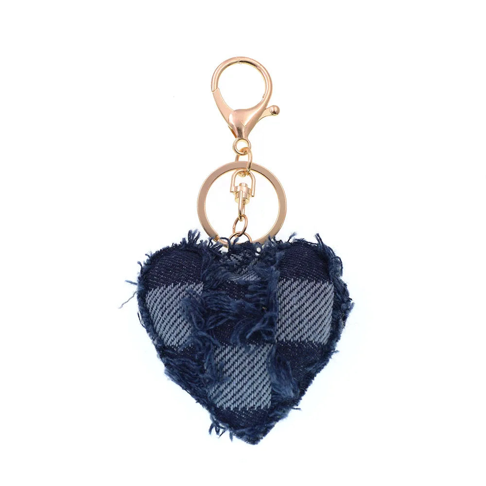 Denim Heart Keychain