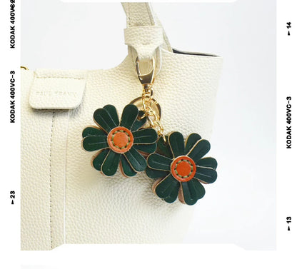 Daisy Leather Bag Charm Keychain