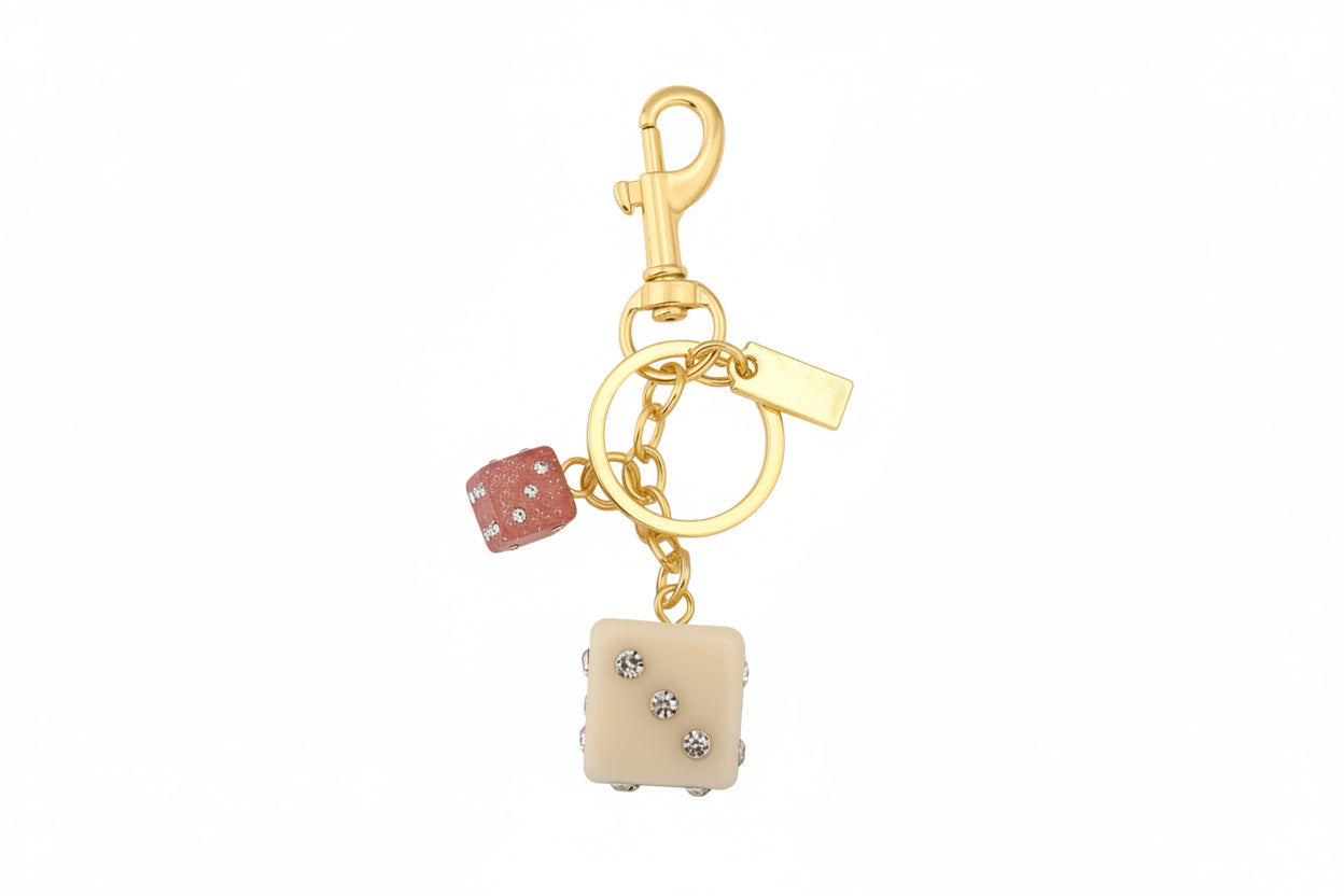 Y2K Lucky Dice Crystal Keychain