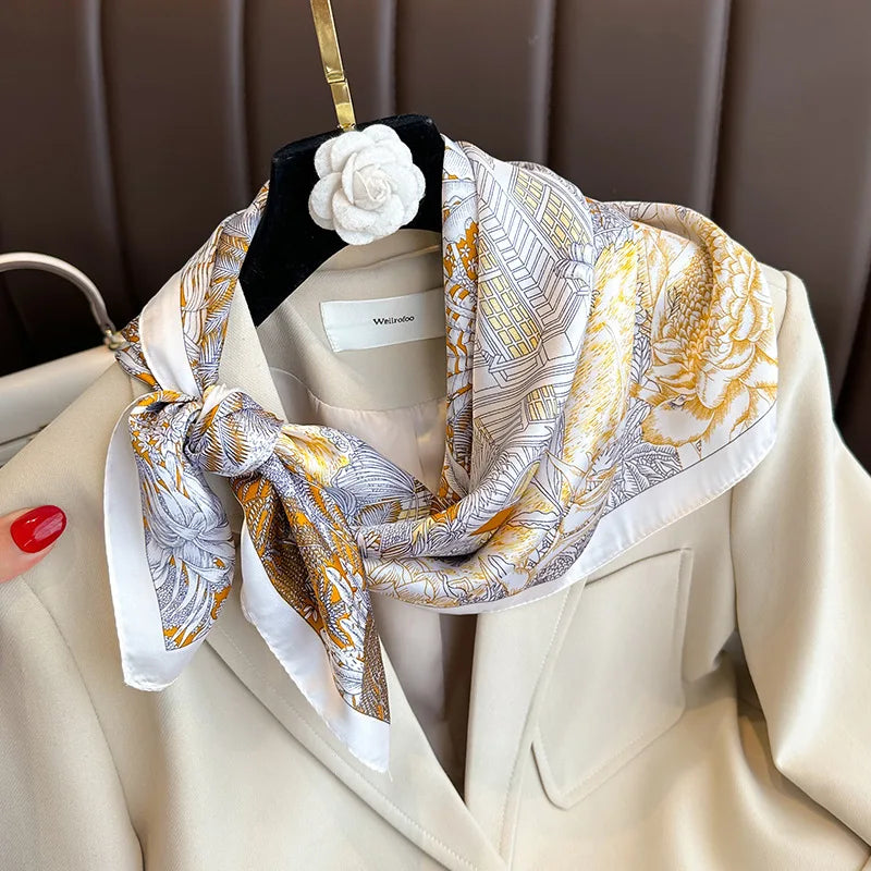 Floral Square Silk Scarf
