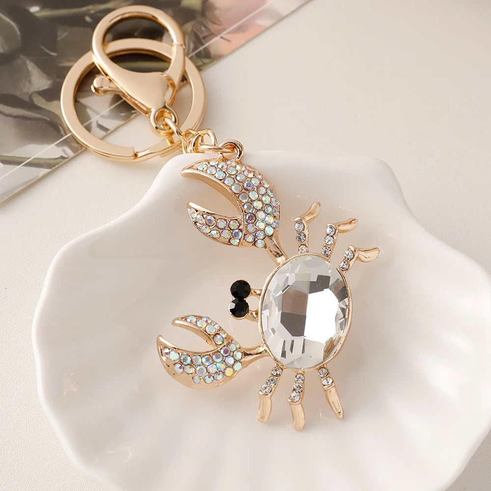 Large Sparkling Crystal Crab Keychain